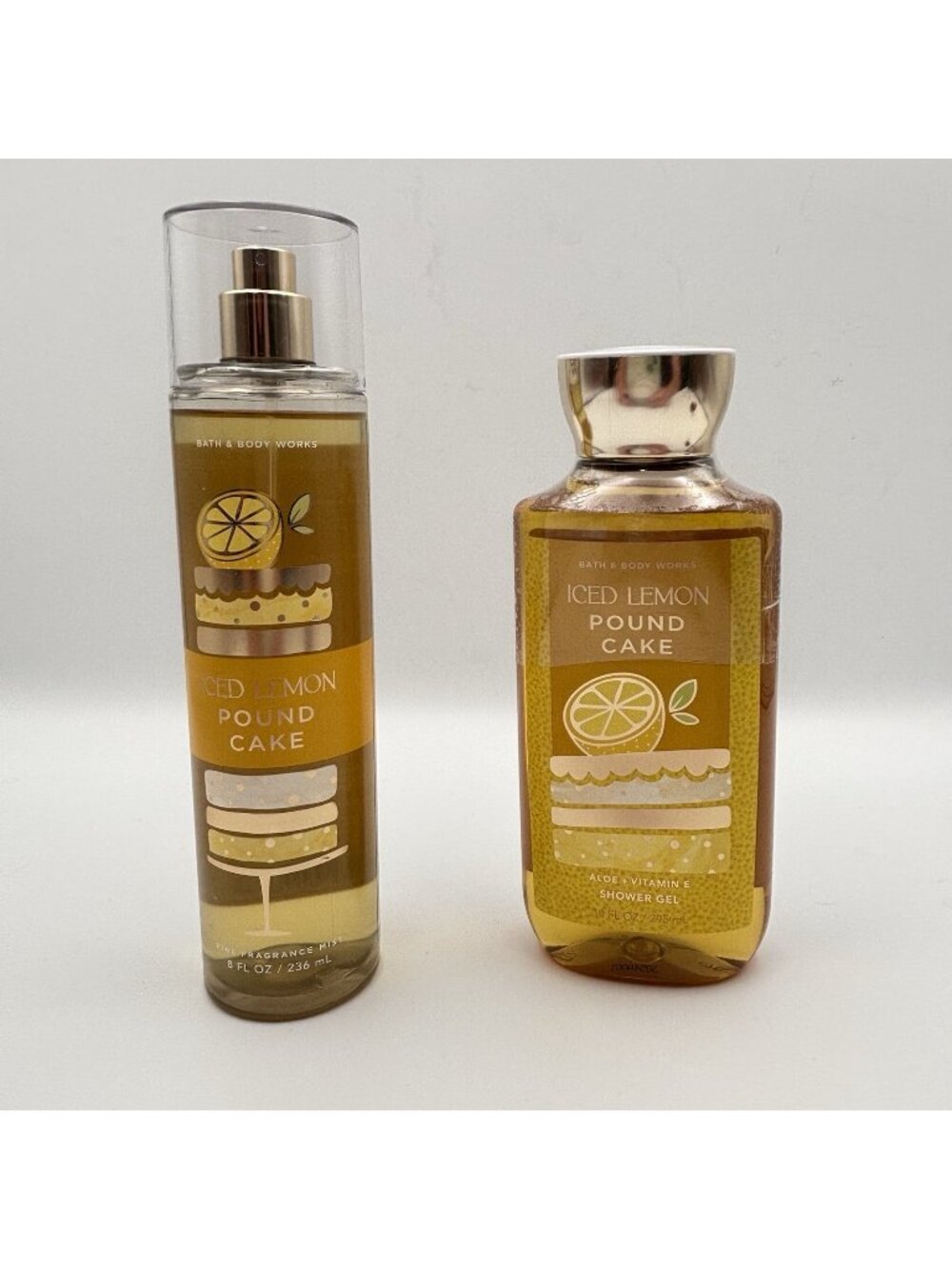 Set Of Bath & Body Works Iced Lemon Pound Cake Body Mist & Body Wash Full Size